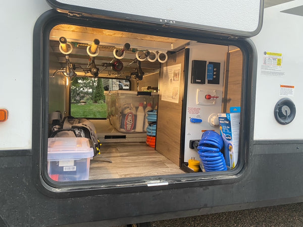 Trac-a-rod fishing rod rack mounted in a camper rv